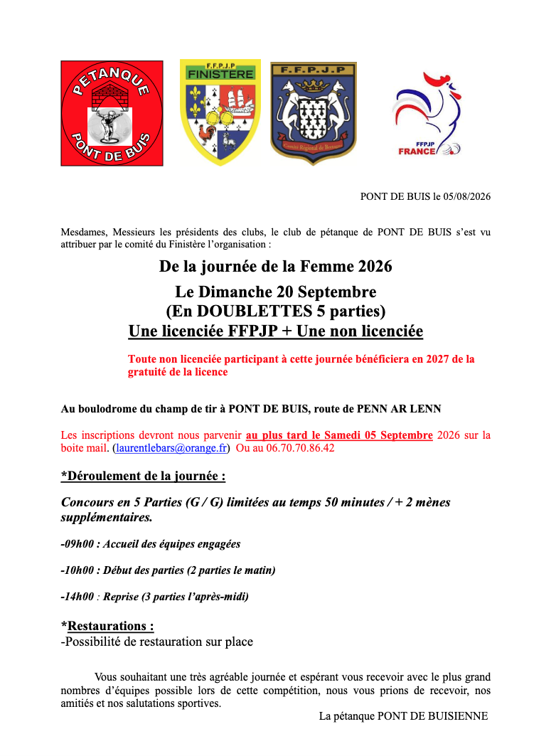 Journée de la femme le 20 septembre 2026