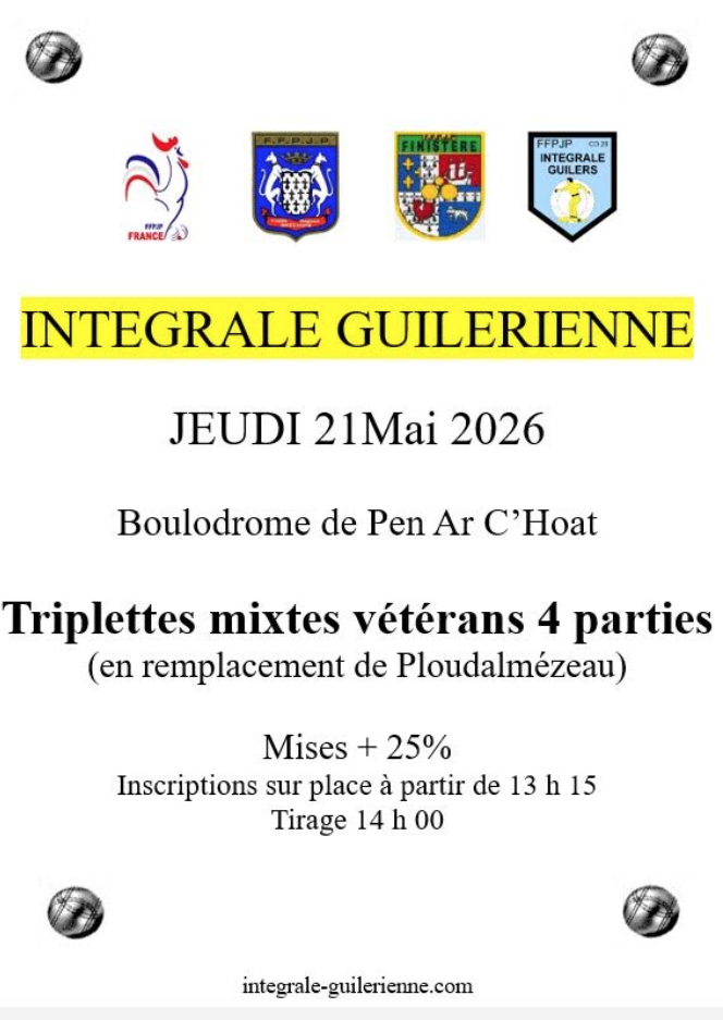 Triplette Mixte à Guilers le jeudi 21 mai 2026