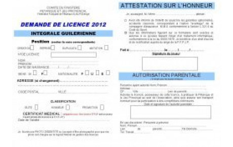 Renouvellement des Licences 2012