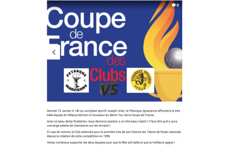 Victoire de Kerhuon en 32ème de finale de la Coupe de France...