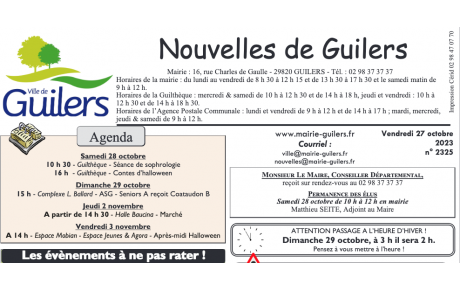 Les Nouvelles de Guilers N°2325 (vendredi 27 octobre 2023)